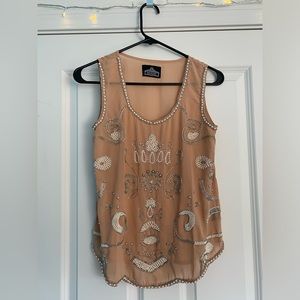 Angie Beaded Tank, Blush, Small